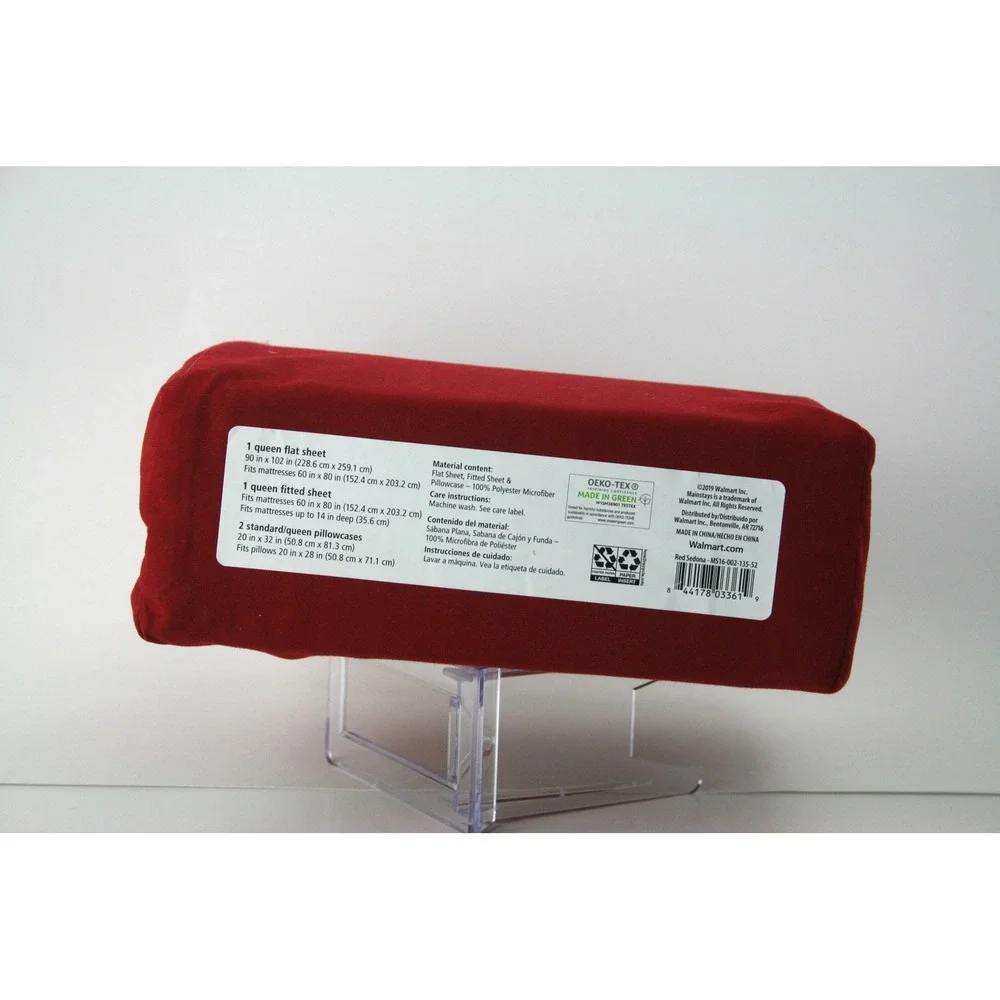 Mainstays Red Sedona Soft Microfiber Sheet Set Queen 4 Piece Wrinkle Resistant